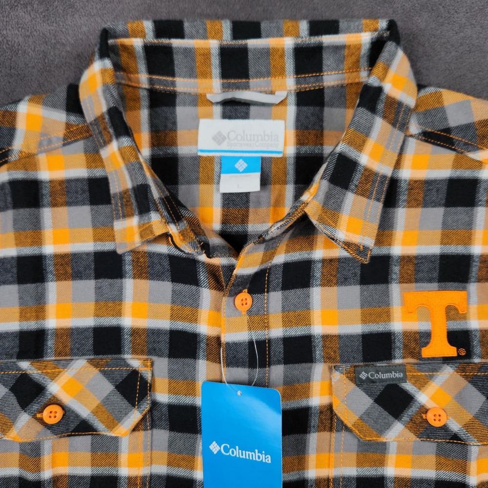Tennessee Volunteers Columbia Flare Gun Flannel Shirt Mens‎ Large Orange Plaid